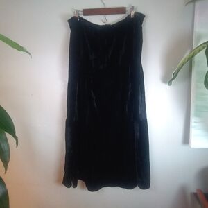 MSK Black Crushed Velvet Tiered Whimsigoth Witchy Bohemian Vintage Maxi Skirt XL